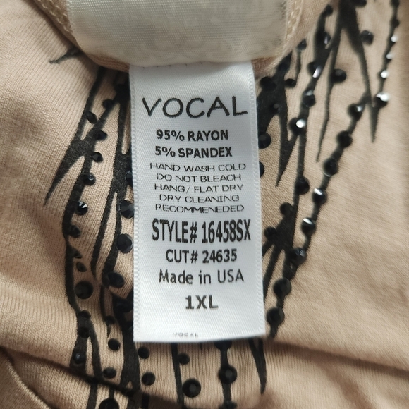 Vocal Ladder Neck Black Rhinestone Bling Wing Top sz 1XL - Picture 4 of 7